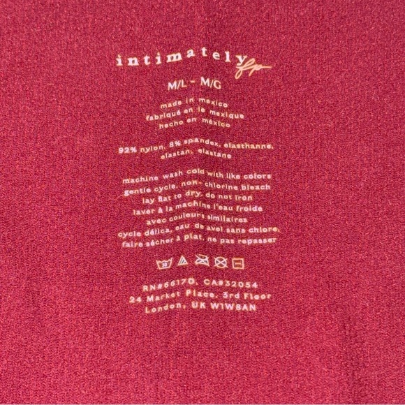 FREE PEOPLE Lost In Love Seamless Top in Rasin Red size Medium Large Sheer - Picture 4 of 4